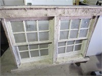 Double Multi Pane Windows in Frame Vintage Wood