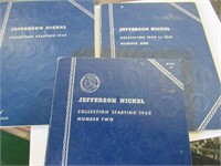 3) Jefferson Nickel Books 1938 up with Coins