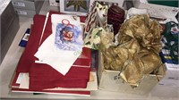 Christmas boxes and bags, tree skirt, fancy bows