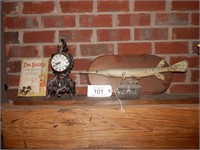 Vintage Clock, Mounted Fish & Glassware