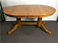 Oak Double Pedestal Dining Room Table
