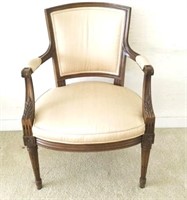 French Wood Frame Chair, Gold Upholstery