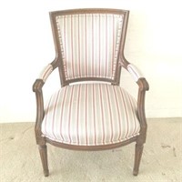 French Wood Frame Chair, Stripe Upholstery