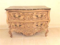 Carved Bombay Chest with Marble Top