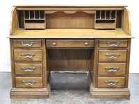 Vintage Solid Oak Roll Top Desk