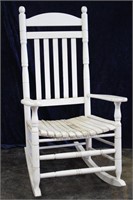 Painted Slat Back Porch Rocking Chair w/ Cushions