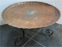 Large Copper Tray Coffee Table w/ Iron Legs