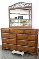 Like New-9-Drawer Long Dresser with Mirror