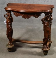 Carved Walnut Hall Console