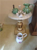 Marble top End Table & Contents