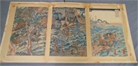 Kuniyoshi 1788-1861 Original Woodblock Triptych.