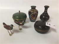 Lot of 6 Pieces of Cloisonne - 2" - 4" Tall