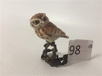 Bronze & Porcelain Owl- 2" Tall