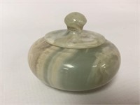 Marble Carved Box w/Lid - 3.5" Dia x 2.5" Tall