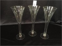 3 Waterford Flutes - 10" Tall
