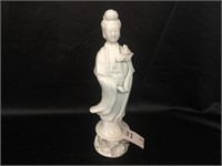 Bisque Chinese Statue - 10" Tall