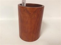 Wood Carved Vase - 4.5" Dia x 6.5" Tall