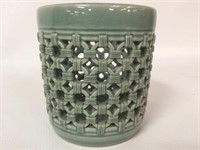 Vintage Oriental Porcelain Basket -4.5" Dia x 5"T