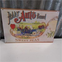 Hart Auto Brand Sweet Peas tin sign