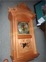 Carved Wooden Wall Clock In Natural Finish By Dadu