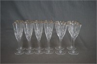 Gold Rim Lead Crystal Champagne & Wine Glass Set