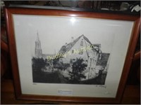 Signed & Lettered English Etching Under Glass