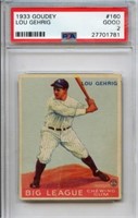 1933 Goudey Lou Gehrig # 160 PSA 2
