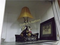 Tv Lamp W/ Oriental Couple & Buggy