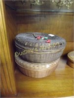 2 Lg Bead Decorated Woven Sewing Baskets