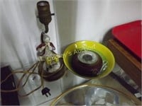 Boudoir Lamp, Hand Decorated Bowl, & Weather Stati