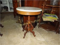Walnut Victorian Marble Top Lamp Table 18" X 26"