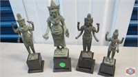 Four Bronze Khmer style Buddha figures. Made in