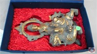 Chinese Gilt Bronze Buddha seated on a Dragon