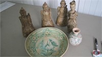 Six -Modern Thailand glazed ceramic subjects.