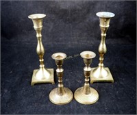 2 Pair 7" & 4 1/2" Brass Candlesticks Lot