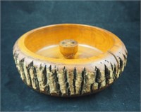 8 1/2" Carved Wood Vintage Nut Bowl