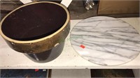 Stoneware pottery planter, 12 inch marble cutting