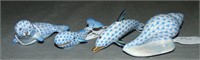 Blue Herend Fishnet Figurines. Lot of  4.