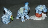 Blue Herend Fishnet Figurines. Lot of  3