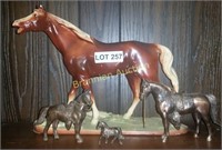 (4) Horse Statues