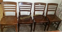 (4) Heavy Oak School Chairs