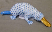 Herend Figurine. Blue Fishnet Duck Billed Platypus