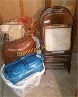 Luggage, Linens, Folding Metal Chairs