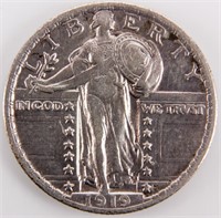 Coin 1919 standing Liberty Quarter Choice AU