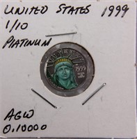 Coin 1999 Liberty 1/10th Oz Platinum