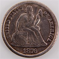 Coin 1876-CC Liberty Seated Dime in Very Fine+