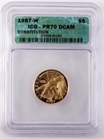 Coin 1987-W Constitution $5 Gold ICG PR70 DCAM