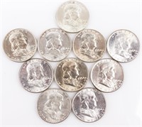 Coin 10 Gem BU 1954 Franklin Half Dollars