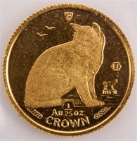 Coin 1980 Isle of Man 1/25th Gold Cat Coin