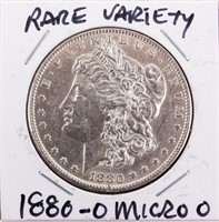Coin 1880-O Micro O  Morgan Silver Dollar Unc.